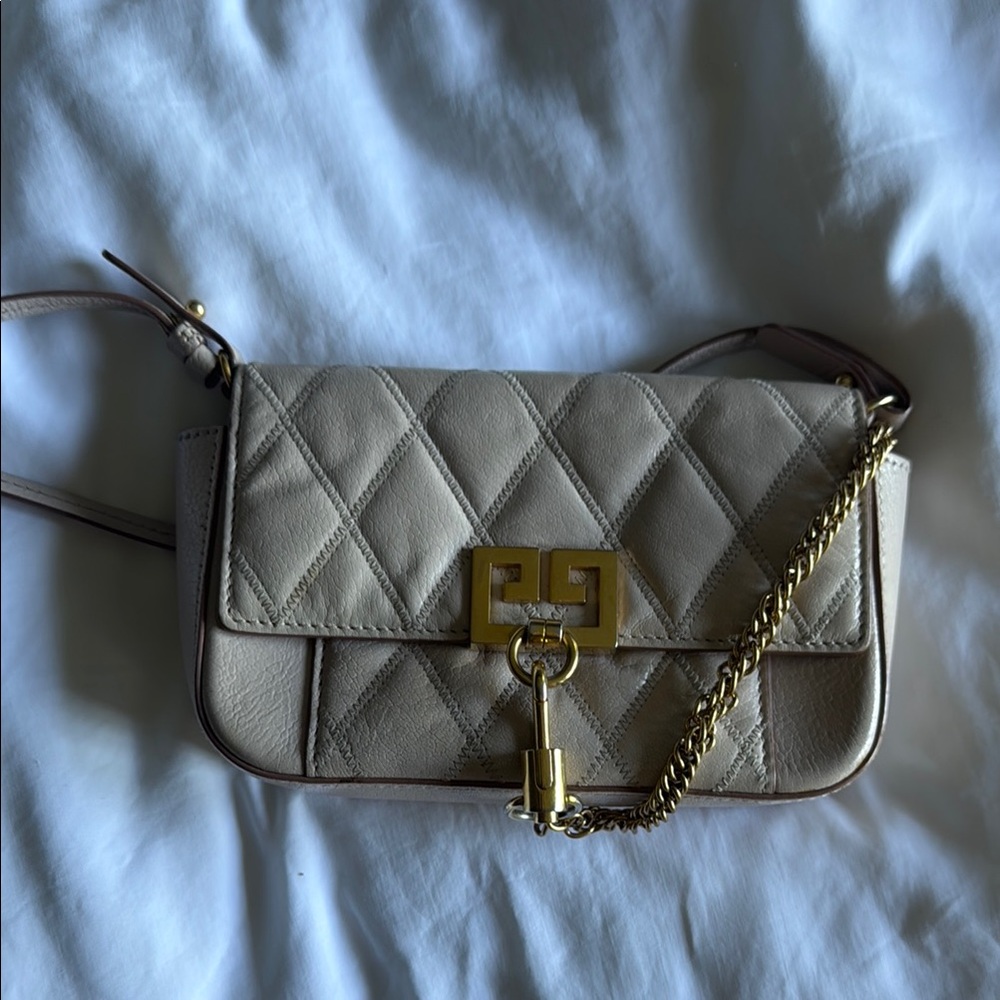 Givenchy Cream and Gold Quilted Shoulder Bag